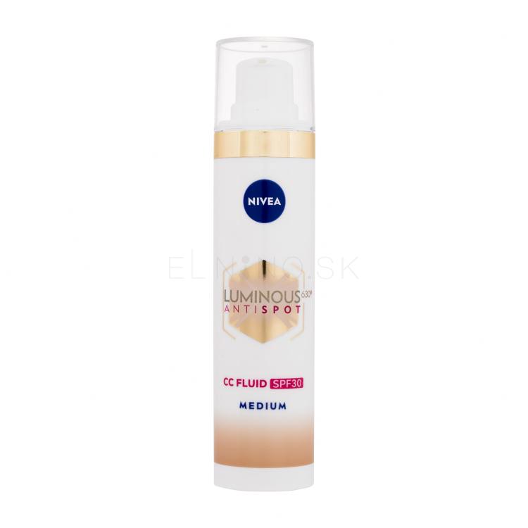 Nivea Luminous 630 Antispot CC Fluid SPF30 CC krém pre ženy 40 ml Odtieň 02 Medium