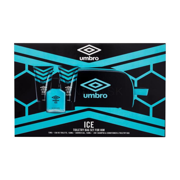 UMBRO Ice Darčeková kazeta toaletná voda 75 ml + sprchovací gél 150 ml + šampón a kondicionér 2v1 150 ml + kozmetická taštička