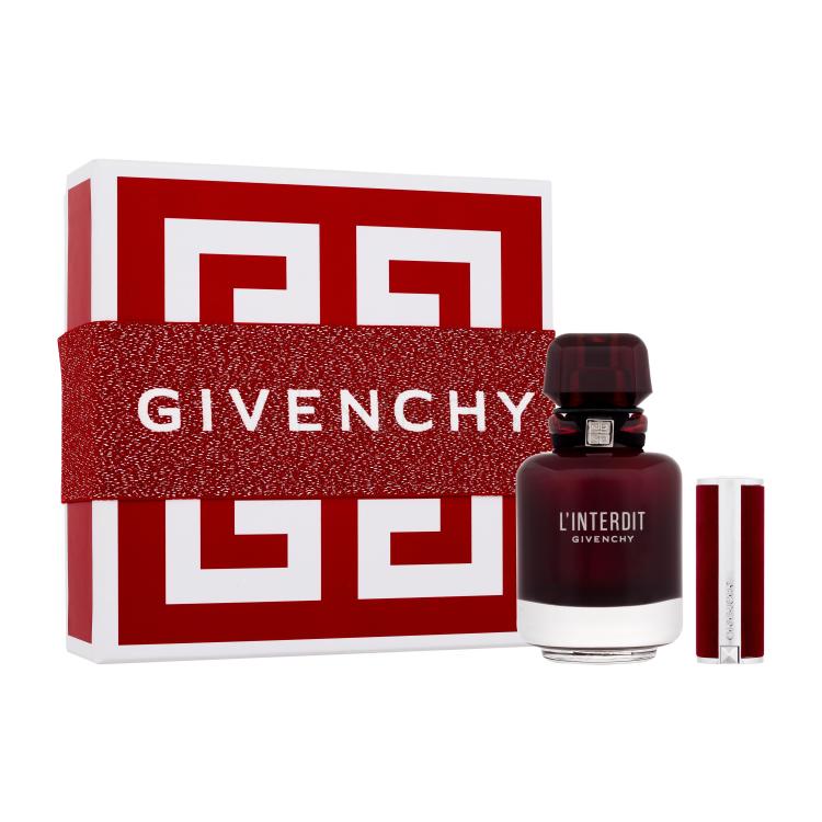 Givenchy L&#039;Interdit Rouge SET2 Darčeková kazeta parfumovaná voda 50 ml + rúž Le Rouge Deep Velvet 3,4 g 37 Rouge Grainé