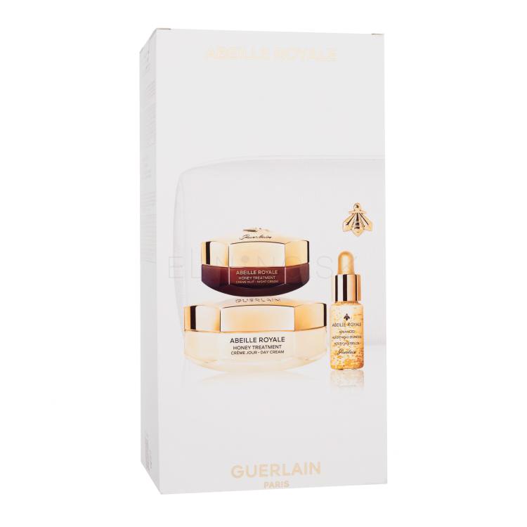 Guerlain Abeille Royale Double R Advanced Serum Age-Defying Programme Darčeková kazeta denný pleťový krém Abeille Royale Honey Treatment 50 ml + nočný pleťový krém Abeille Royale Honey Treatment 15 ml + pleťový olej Abeille Royale Advanced Youth Watery Oil 5 ml + kozmetická taštička