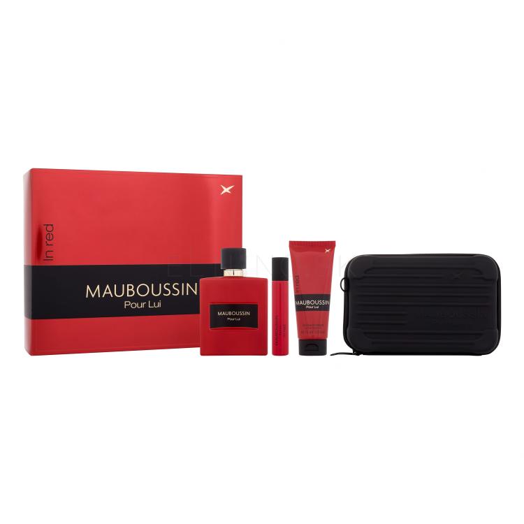 Mauboussin Pour Lui In Red Darčeková kazeta parfumovaná voda 100 ml + sprchovací gél 75 ml + parfumovaná voda 20 ml + taška na rameno