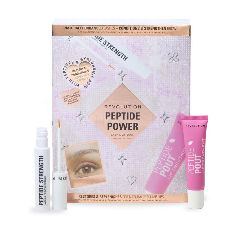 Makeup Revolution London Peptide Power Lash &amp; Lip Duo Darčeková kazeta sérum na riasy a obočie Peptide Strength Lash &amp; Brow Serum 3 ml + balzam na pery Peptide Pout Lip Treatment 15 ml