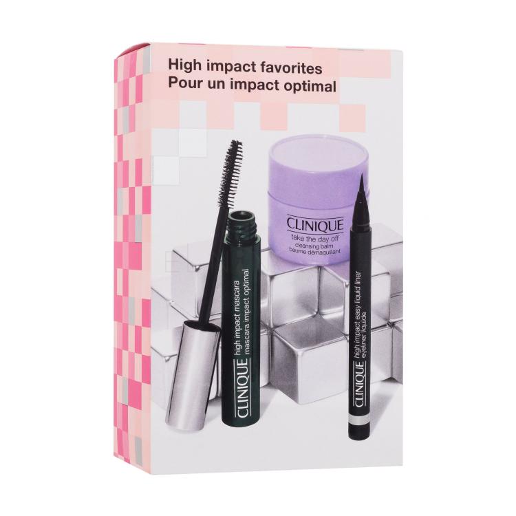 Clinique High Impact Darčeková kazeta špirála High Impact 7 ml + očná linka High Impact Eyeliner Liquide 0,34 g Black + odličovací balzam Take The Day Off Cleansing Balm 15 ml