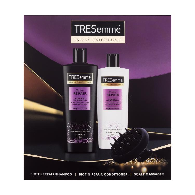 TRESemmé Biotin Repair Gift Set Darčeková kazeta šampón Biotin Repair 400 ml + kondicionér Biotin Repair 400 ml + masážny kartáč