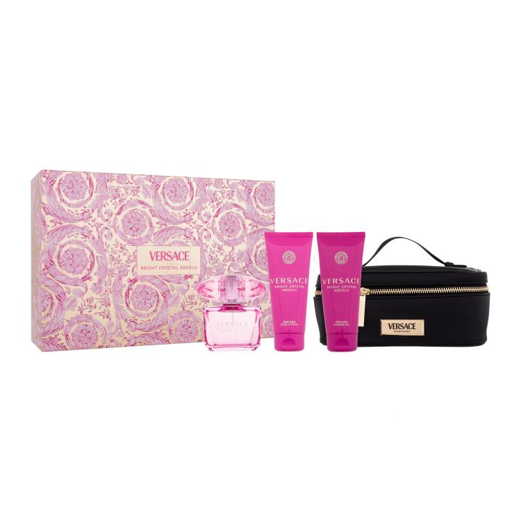 Versace Bright Crystal Absolu SET1 Darčeková kazeta parfumovaná voda 90 ml + sprchovací gél 100 ml + telové mlieko 100 ml + kozmetická taštička