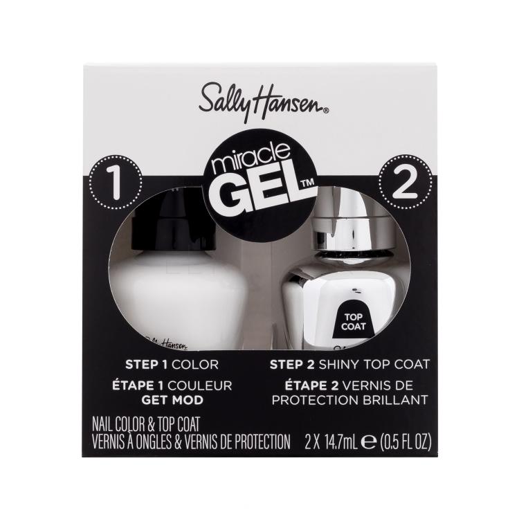 Sally Hansen Miracle Gel Darčeková kazeta gélový lak na nehty Miracle Gel 14,7 ml + vrchnýí gélový lak Miracle Gel Shiny Top Coat 14,7 ml