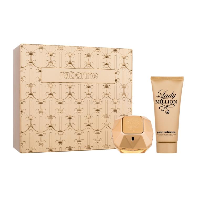 Paco Rabanne Lady Million SET1 Darčeková kazeta parfumovaná voda 80 ml + telové mlieko 100 ml + plechová krabička