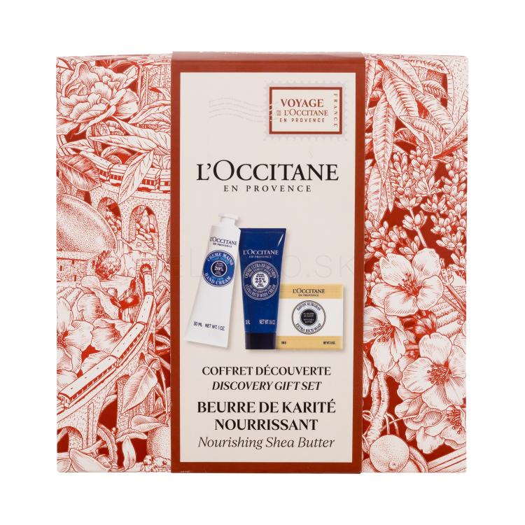 L&#039;Occitane Shea Butter Discovery Gift Set Darčeková kazeta krém na ruky Shea Butter Hand Cream 30 ml + telový krém Shea Butter Ultra Rich Body Cream 20 ml + tuhé mydlo Shea Milk Extra Rich Soap 100 g