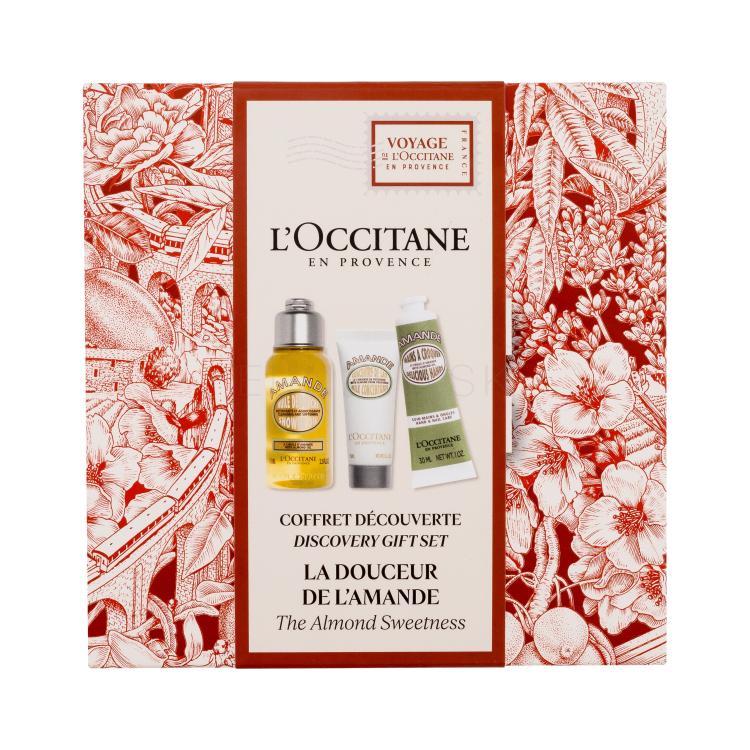 L&#039;Occitane Almond (Amande) Discovery Gift Set Darčeková kazeta sprchovací olej Almond Shower Oil 75 ml + telový krém Almond Milk Concentrate 20 ml + krém na ruky Almond Delicious Hands 30 ml