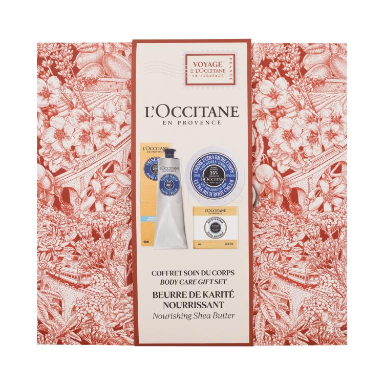 L&#039;Occitane Shea Butter Body Care Gift Set Darčeková kazeta telový krém Shea Butter Ultra Rich Body Cream 200 ml + krém na ruky Shea Butter Hand Cream 150 ml + tuhé mydlo Shea Milk Extra Rich Soap 100 g