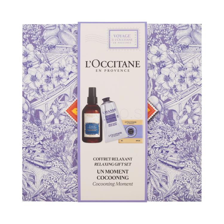 L&#039;Occitane Lavender Relaxing Gift Set Darčeková kazeta krém na ruky Lavande Hand Cream 75 ml + sprej na vankúš Cocon de Sérénité Relaxing Pillow Mist 100 ml + tuhé mydlo Shea Butter Lavender Extra-Gentle Soap 100 g