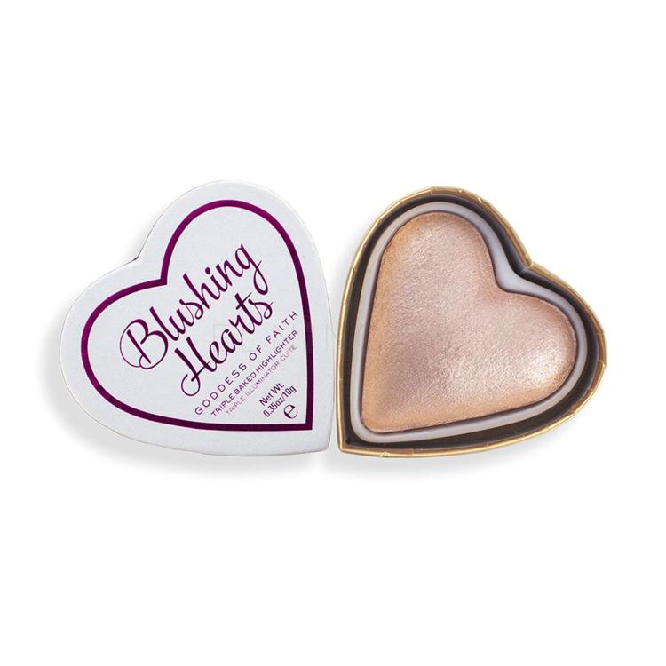 Makeup Revolution London I Heart Revolution Blushing Hearts Rozjasňovač pre ženy 10 g Odtieň Goddess Of Faith