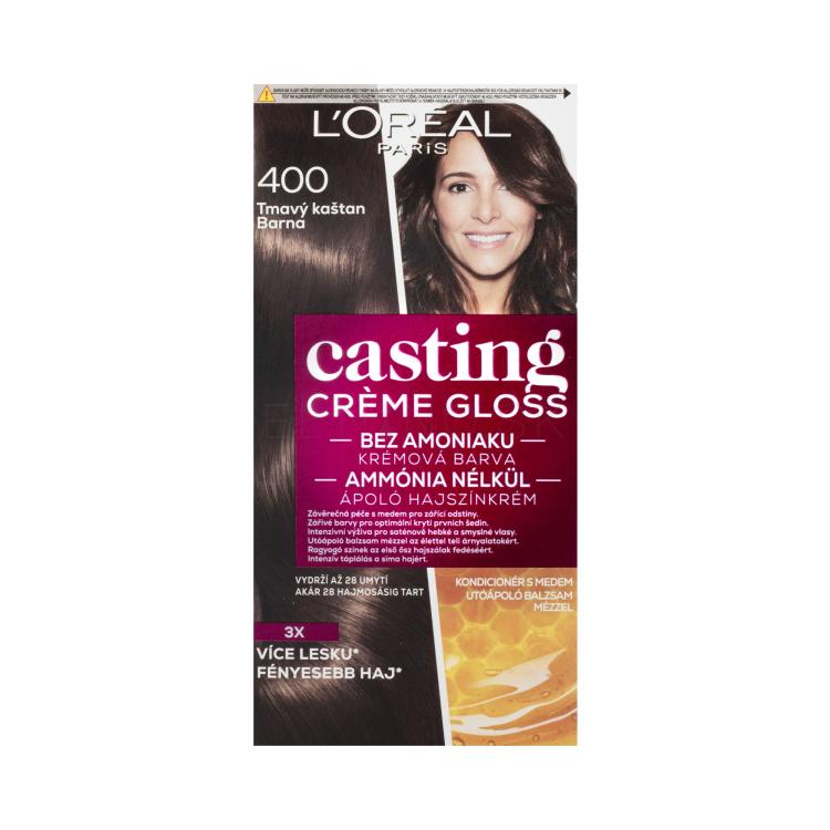 L&#039;Oréal Paris Casting Creme Gloss Farba na vlasy pre ženy 48 ml Odtieň 400 Dark Brown