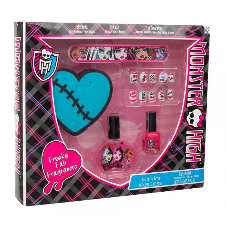 Monster High Monster High Darčeková kazeta toaletná voda 30 ml + lak na nechty 7 ml + umelé nechty + pilník na nechty + oddeľovač prstov